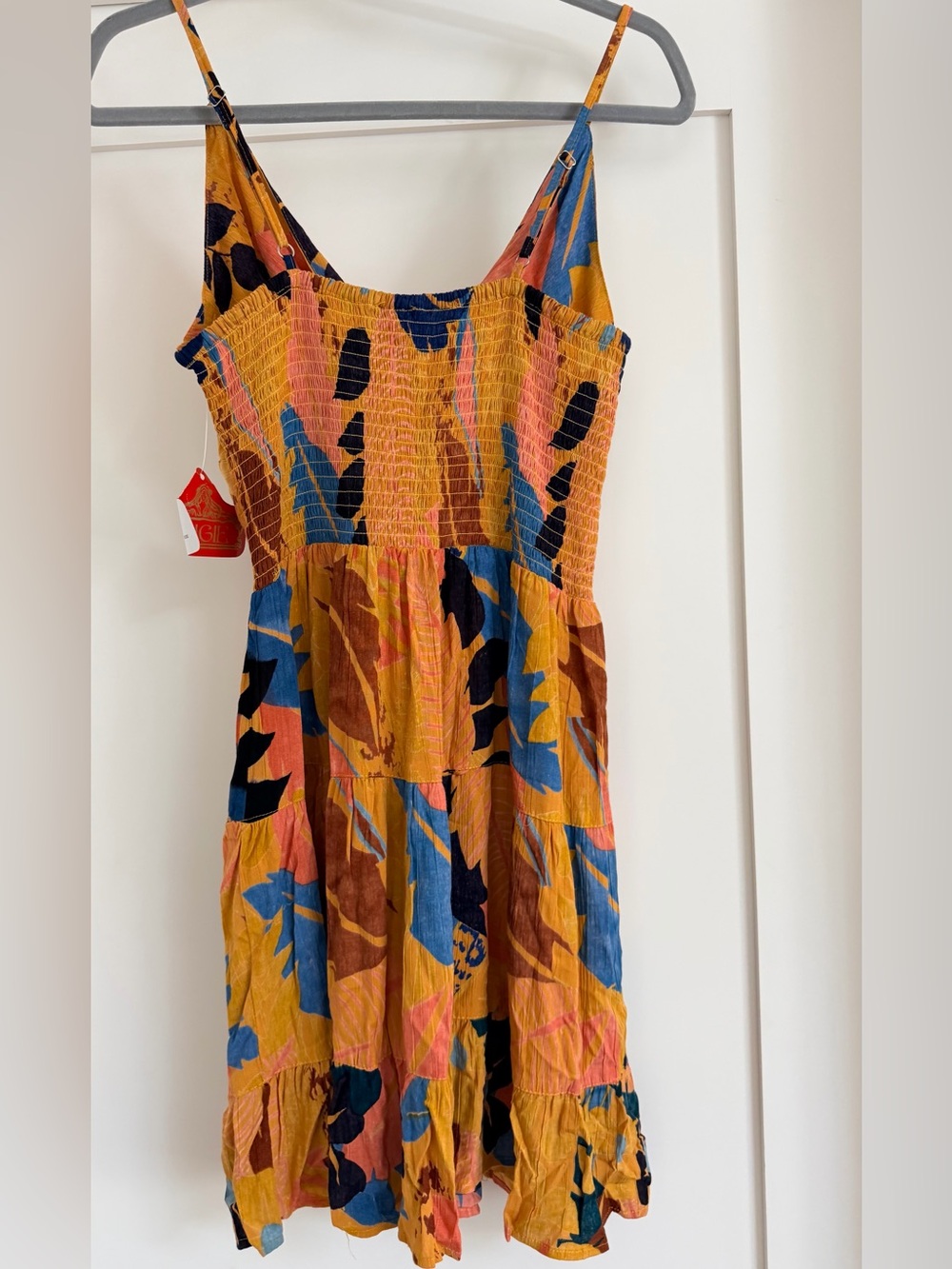 Angie Tropical Floral Twist Front Cutout Tiered Maxi Dress L NWT Vacation Party - Picture 3 of 5